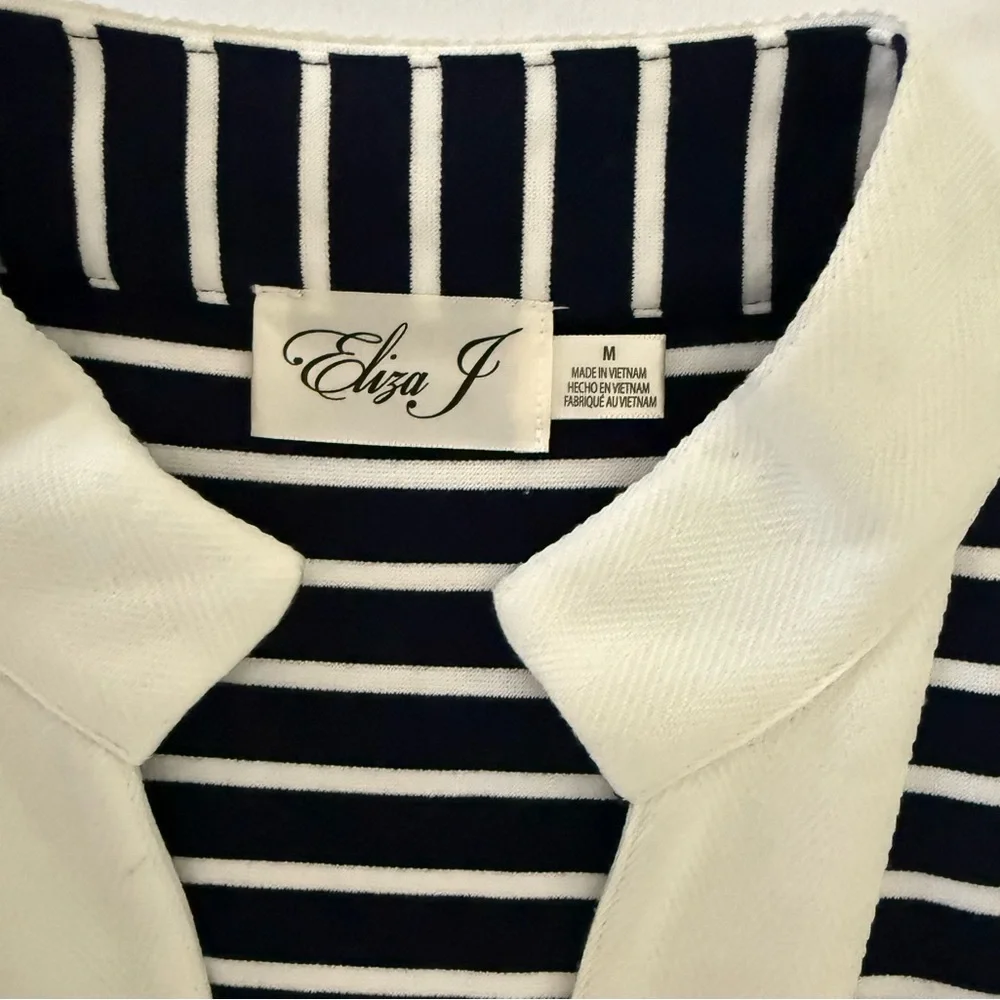 Eliza J Nautical Stripe Sleeveless V-Neck Mini Dress - Picture 5 of 5